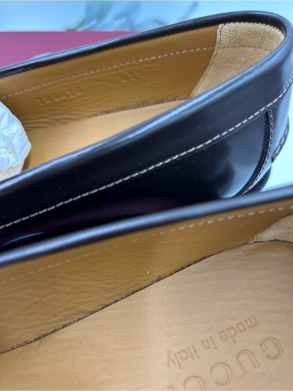 Men's Gucci KAVEH GG embossed leather loafers size 7.5 fits 8.5 US made in Italy - Picture 6 of 12